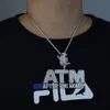 Nuevo colgante con letra helada después del dinero ATM Hip Hop Charm para hombres Chapado en oro Micro Pave 5A Cubic Zirconia CZ Cool Rock Punk Jewelry