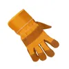Gelbe Arbeitshandschuhe aus Leder, Gartenarbeit/Schneiden/Bau/Motorrad, verschleißfest, elastisches Handgelenk, Herren- und Damenbekleidung