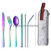 Dinnerware Sets Set Cutlery 7 Restaurant Pieces Steel Knife St Fork Tableware Western Classic Stainless Dinner Dining Drop Delivery Dhlst