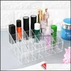 Förvaringshållare rack transparent 24 rutnät akryl makeup läppstift stativ display kosmetik nagellack verktyg droppleverans hem ot8ad