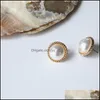 Stud Round Marble Opal Stone Big Boucles d'oreilles pour les femmes Fashion Temperament Simated Pearl Earring Jewelry Cute Korea Style Drop Delivery Otry8