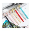 Penne a sfera personalizzabili Kawaii Colorf Big Diamond Pen Bling Little Crystal Metal Ball Point Home Office School Student Writing S Otqta