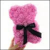 Decoratieve bloemen Kransen vallen kunstmatige zeep Rose Teddy Bear 25 cm Big PE met geschenkdoos voor Valentijnsdag Delivery Home Garden F OTVQ9