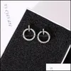 Hoop Huggie Fashion 925 Sterling Sier Crystal Rhinestone Geometric Round Stud Earrings For Women Beautif Jewelry 1567 V2 Drop Deliv Otdkk