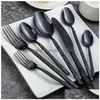 Ensembles de vaisselle Ensemble de couverts occidentaux en acier inoxydable Couteau Fourchette Cuillère Dîner Dessert Steak Vaisselle Forkdinnerware Drop Delivery Hom Dhkvd