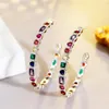 Luxury AAA Cubic Zirconia Gold Designer Hoop Earring for Woman Colorful Diamond Heart Round Square 925 Silver Post Big Earrings Fashion Women Lady Jewelry Gift