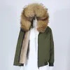 OFTBUY Homens Bomber Parkas Jaqueta de inverno à prova d'água Natural Real Raccoon Fox Fur Coat Gola Com Capuz Grosso Quente Streetwear