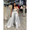 Dentelle tache femmes mariage combinaison avec jupe amovible 2023 sans bretelles Abiye mariée robes de mariée avec pantalon costume Deane Lita