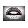 Paintings Golden Lips Painting Canvas Prints Sexy Woman Mouth Wall Pictures For Living Room Modern Home Decor Black Sliver Cuadros D Dhtbd