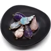 Natural Crystal Stone Wing Pendants Amethyst Rose Quartz Charms For DIY Necklace Earrings Jewelry Accessories