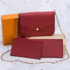 Designer-Felicie-Accessoires-Handtasche aus echtem Leder, Schulter-Umhängetasche, Geldbörsen, 3 Stück, Purse2547