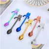 Cucchiaini Mini Cucchiaino da caffè carino Acciaio inossidabile 304 Cartoon Cat Cucchiaino Dessert Snack Scoop Latte Stoviglie per bambini Drop Delivery Hom Dhxwb