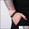 Bracciale da uomo con fili di perline 6Mm Bracciali con diffusore in pietra lavica naturale con occhio di tigre Elastico Psera Gioielli Regalo Drop Delivery Otneu