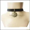 Girocolli Trendy Vintage Black Veet Collana girocollo gotica Big Sun Charm Collane con ciondolo per ragazze eleganti Donne Drop Delivery Jewelr Otzzj