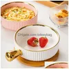 Bowls Ceramic Baking Bowl With Handle Nordic Phnom Penh Fruit Salad Home Dining Table Drop Delivery Garden Kitchen Bar Dinnerware Dhh2M