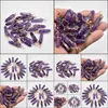 Charms Amethyst Stone Pillar Shape Point Pendum Handmade Gold Color Iron Wire Pendants For Fashion Jewelry Making Wholesale Drop Del Dhbor