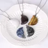 Bohemian Moon Crystal Pendant Necklace Natural Stone Handmade Carved Face Healing Amethysts Tiger Eye Pendants Jewelry