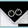 Hoop Huggie Fashion 925 Sterling Sier Crystal Rhinestone Geometric Round Stud Earrings For Women Beautif Jewelry 1567 V2 Drop Deliv Otdkk
