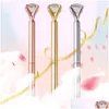 Penne a sfera personalizzabili Kawaii Colorf Big Diamond Pen Bling Little Crystal Metal Ball Point Home Office School Student Writing S Otqta