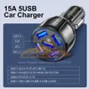 CC261 LED 5 Ports USB Car Charge 15A Quick Mini Fast Charging For iPhone 12 Xiaomi Huawei Mobile Phone Charger Adapter in Car