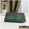 Desk Table Clocks Vintage Bedside Clock Wooden Alarm Silent Electronic Luminous Drop Delivery Home Garden Decor Dhc6A