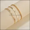 Chevilles 3pcs / set gold couleur chaînes simples pour femmes chaîne de jambe de pied bracelets de la cheville