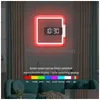 Desk Table Clocks Led Wall Clock Remote Control Digital Mirror Alarm/Temperature Ring Mticolor Light 11 Inch Square Drop Delivery Dh0Xw