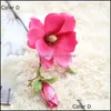 Guirnaldas de flores decorativas 1 pieza Rama de magnolia de seda Artificial Flor falsa de alta calidad para la boda Diy Decorar la decoración del hogar Ottyk