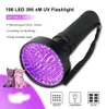 Ficklampor 100 51 LED -ficklampa svart ljus aa batteribatteri vattentät hög kvalitet uv lampa 395 nm för hund katt husdjur urin detektor torr fläckbugg