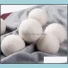 Other Laundry Products Wool Dryer Balls Premium Reusable Natural Fabric Softener 2.75Inch 7Cm Static Reduces Helps Dry Clothes In Qu Dhqvn