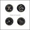 Pins Broches Europese Wiskunde Brief Ronde Kraag Wekker Chemische Model Cirkel Pins Verf Goud Knapzak Kleding Hoed Badge Juwelier Ot8Hc