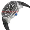 Top-Qualität, Luxus-Armbanduhr, Kaliber de, schwarzes Zifferblatt, Kautschuk-Herrenuhr, 42 mm, automatische Herrenuhr, Watches223y