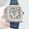 TWF TW0030 M8215 AUTOMATISK MￄNS Titta p￥ 40mm Iced Out Diamond Bezel asfalterade diamanter Dial Blue Arabiska mark￶rer L￤derrem 2022 Super Edition Eternity Jewelry Watches