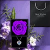 Gift Wrap Preserved Rose Flower Box With Angel Wings Necklaces For Women Mom Her Girlfriend Gifts Wife On Birthday Christmas Drop De Otosp