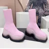 2022 diseñador mujeres lujo alto estiramiento calcetín botas moda mosca tejido pierna delgada estiramientos botas casuales otoño invierno dama espuma suela gruesa tubo medio bota zapato tamaño 35-40