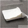 Depolama Çantaları Toptan Taşınabilir 100pc 8x10cm Pamuk Muslin Yeniden Kullanılabilir DString Paketleme Banyosu Sabun Filtre Çay Bırak Teslimat GA DH5Z4