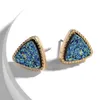 Stud Druzy Drusy Earrings Gold Plated Triangle Geometry Stone Earings Christmas Gift Drop Delivery Jewelry Dhkit