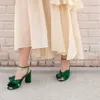 Elegant trendig högmodeblock Sexig flroal lapolaka klackar ankel rem stor storlek sommarfest sandaler kvinnor skor T230208 235
