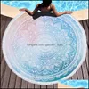 Serviette ronde plage Mandala microfibre géométrie Terry épais avec glands couverture pique-nique jeter tapis de yoga Tra doux 59 pouces livraison directe Otdq7