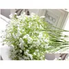 Flores decorativas Guirnaldas Gypsophila Seda Aliento de bebé Planta falsa artificial Decoración del banquete de boda en el hogar Entrega de la gota Jardín Fe Dhyxw