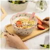 Bowls 800Ml Ceramic Flower Salad Fruit Bowl Wavy Edge Noodle Soup Cereal Kitchen Underglaze Craft Heat Resistant Tableware Drop Deli Dhurx