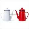 Coffee Pots 1.1L Highgrade Enamel Pot Pour Over Milk Water Jug Pitcher Barista Teapot Kettle For Gas Stove And Induction Cooker Red Otwqy