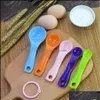 Cucchiai Vendita diretta in fabbrica Colorf Cucchiaio dosatore Doppia scala Utensili da cucina Latte in polvere Plastica colorata Set da 5 pezzi Interi Othot