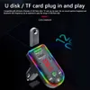 Bluetooth FMトランスミッターF7カラフルなLEDバックライトワイヤレスFMラジオカーアダプターハンズフリーMP3 Playe USB充電器