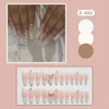 False Nails 24st Löstagbara Crystal Fake Nials Press On Long French Ballerina