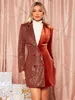 Desinger Sequined Velvet Women Blazer Suit V Neck Evening Party Women Tuxedos For Wedding One Jacket