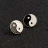 Small Black and White Tai Chi Stud Earrings for Men Trendy Punk Earrings Fashion Jewelry Ear Accessories