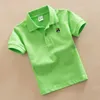 夏のソリッドカラーショートスリーブTシャツ子供用服1〜15歳のポロシャツラペルトップ3 PCS卸売