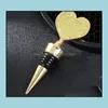 Bar Tools Heart Wine Bottle Stopper Golden Wines Stoppers Br￶llop Favor Giveaways f￶r g￤ster Valentiner Souvenirer Forboy Friend Drop OT4VR