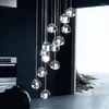 Lustres de teto lustre para sala de estar cozinha longa escada iluminação shopping villa el lamp loft bola de cristal led